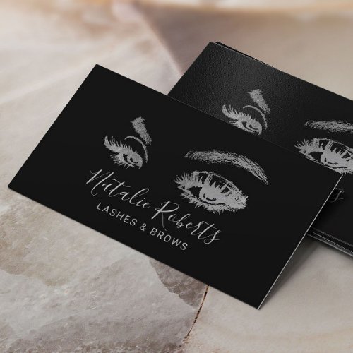 Lashes Eyelash Makeup Artist Elegant Black Salon Business Card
