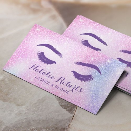 Lashes Eyelash Makeup Artist Pink Ombre Salon Business Card