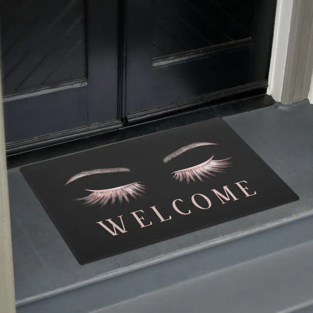 Lashes Eyelash Makeup Artist Rose Gold Doormat Zazzle