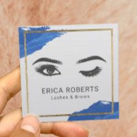Lashes Eyelash Makeup Artist Wink Eye Beauty Blue Square Business Card