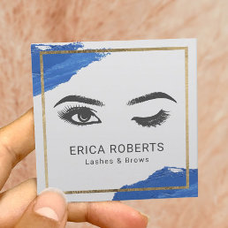 Lashes Eyelash Makeup Artist Wink Eye Beauty Blue Square Business Card