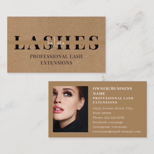 Lashes/Eyelash Salon Photo Luxury Business Card (Front/Back)