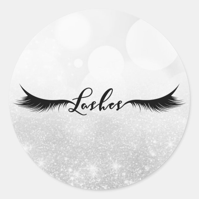 Lashes Eyelashes Extensions Silver Beauty Favor Classic Round Sticker (Front)