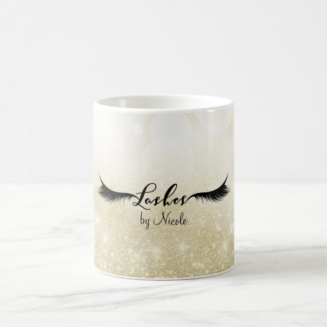 LASHES Eyelashes Gold Glam Personalized Beauty Coffee Mug (Center)