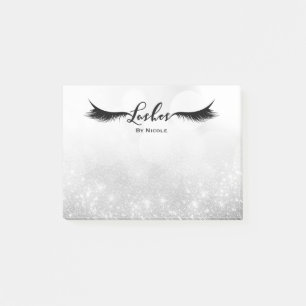 Lashes Eyelashes Silver Sparkle Glam Personalized Post-it Notes