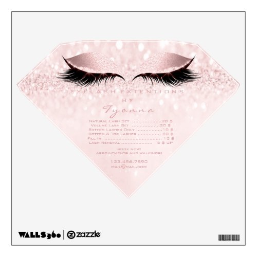 Lashes Eyes Girly Price List Pink Pastel Luxury Wall Decal