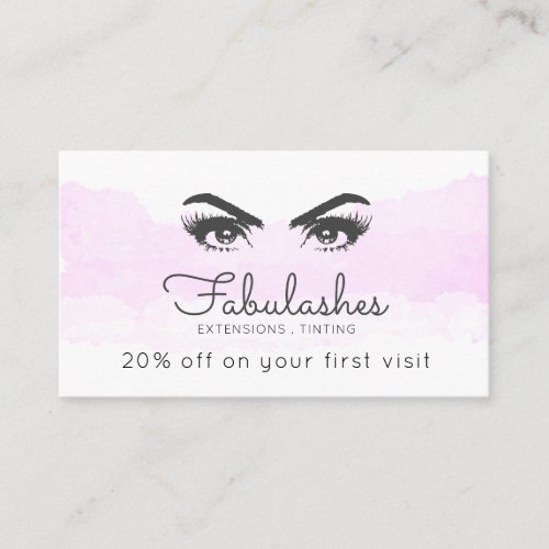 Lashes Eyes Makeup Artist Blush Pink Watercolor Discount Card