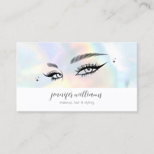 Lashes Face Beauty Logo Makeup Artist Holographic Business Card