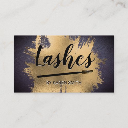 Lashes  Gold Foil Splatter  Leather Texture Appointment Card