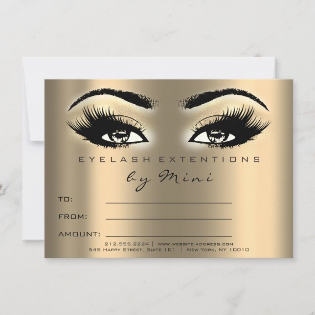 Lashes Gold Sepia Makeup Artist Certificate Gift Invitation (Front)
