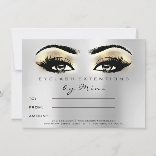 Lashes Grey Gold Pink Makeup Certificate Gift Brow