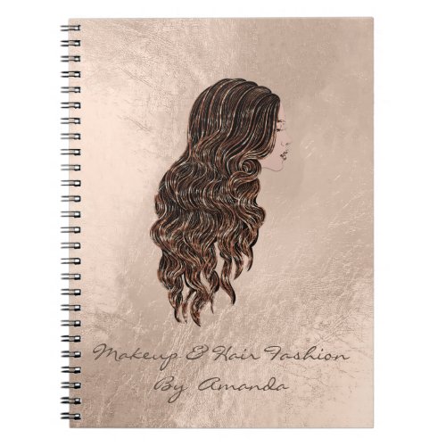 Lashes Hair Stylist Makeup Artist Copper Mermaid Notebook