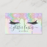 Lashes holographic unicorn glitter drips makeup business card