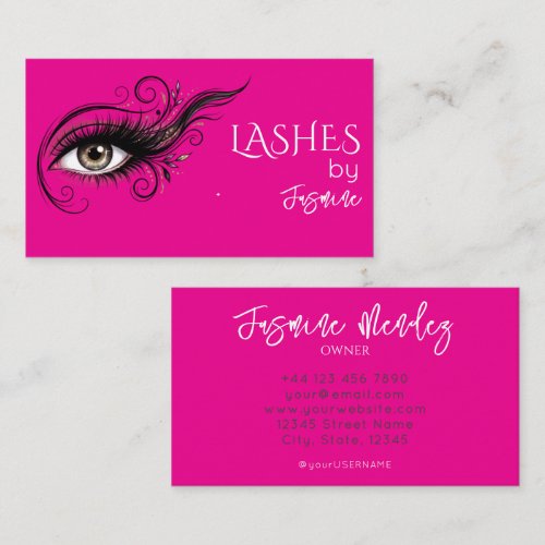 Lashes Hot Pink Professional Elegant Simple Script Business Card
