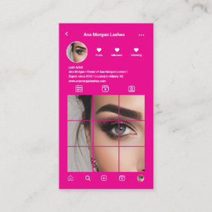 Lashes Instagram Photo Grid Qr Code Hot Pink Business Card