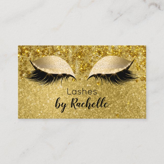 Lashes Lash Business Card Eyelash Gold Glam (Front)