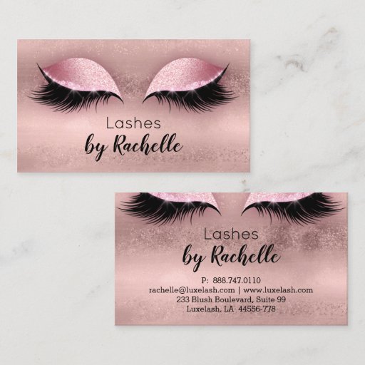 Customizable Lashes Lash Business Card Eyelash Rose Gold