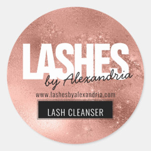 Lashes Lash Cleaner Rose Gold Sparkle Glitter Name Classic Round Sticker