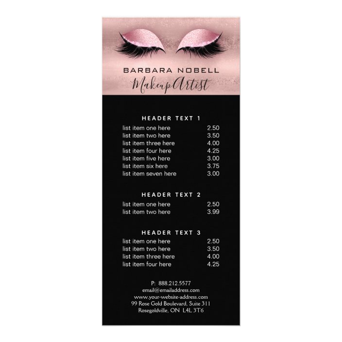 Lashes Lash Makeup Service Menu Rose Gold Zazzle Com