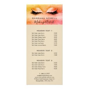 Lashes Lash Makeup Service Menu Yellow Orange