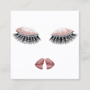 Lashes & Lips Makeup Artist Rose Gold Beauty Salon Square Business Card
