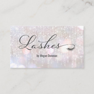 Lashes Logo Iridescent Bokeh Sparkle Business Card