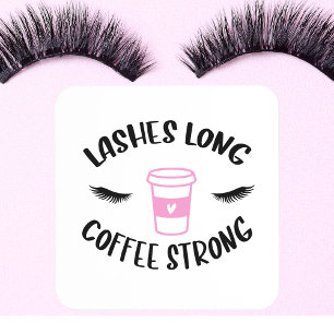 Lashes Long Coffee Strong Funny Pink Beverage Coaster