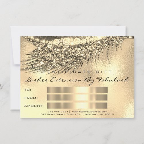 Lashes Lux Makeup Certificate Gift Gold Lux