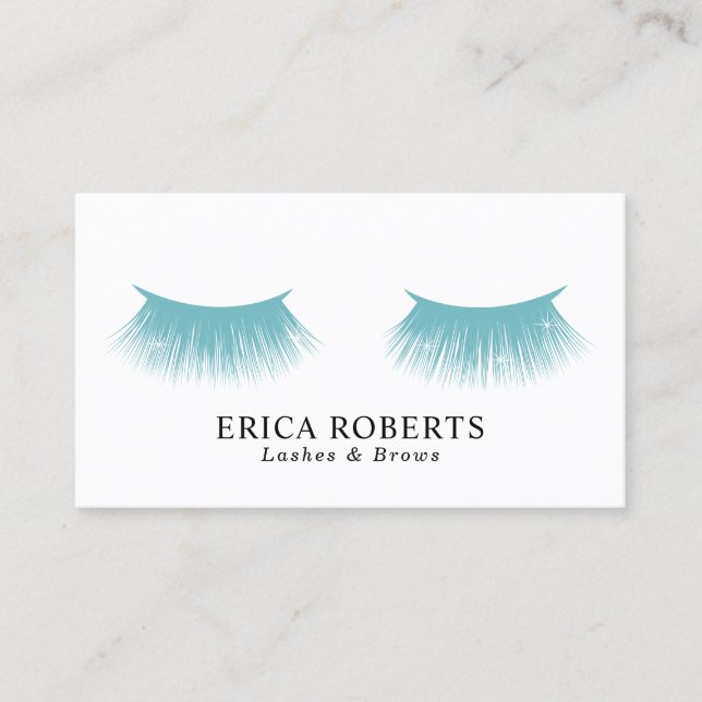 Lashes Makeup Artist Aqua Teal Beauty Salon Business Card (Front)