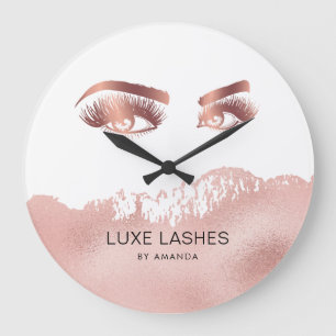 Lashes Makeup artist Beauty Eyes Rose Gold Large Clock