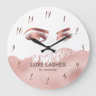 Lashes Makeup artist Beauty Eyes Rose Gold Large Clock