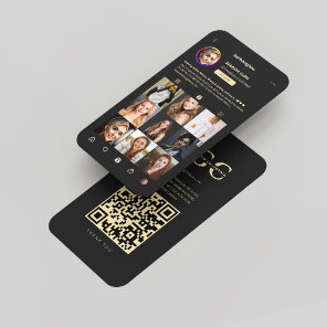 Lashes Makeup Artist Black Instagram Grid Modern Business Card