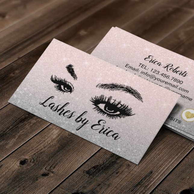 Lashes Makeup Artist Blush Pink Glitter Loyalty Card (Creator Uploaded)
