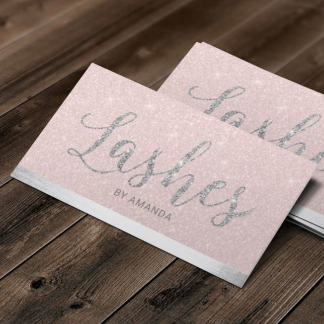 Lashes Makeup Artist Blush Pink & Silver Business Card (Creator Uploaded)