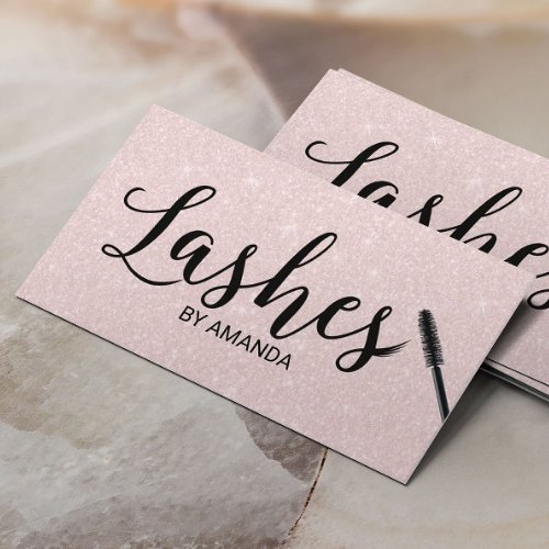 Lashes Makeup Artist Blush Rose Gold Typography Business Card