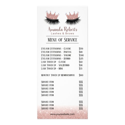 Lashes Makeup Artist Crown Eyelash Price Lists Rack Card