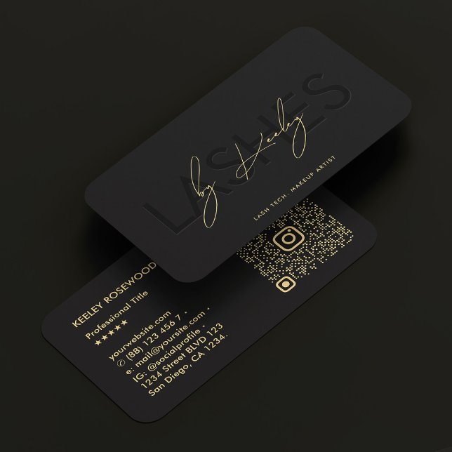 Lashes Makeup Artist Elegant Black IG QR code Business Card (Lashes Makeup Artist Elegant Black IG QR code Business Card
)