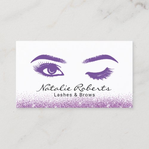 Lashes Makeup Artist Elegant Purple Wink Eye Business Card