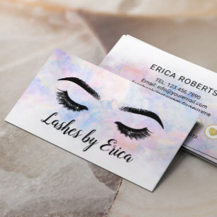 Lashes Makeup Artist Elegant Watercolor Loyalty Card