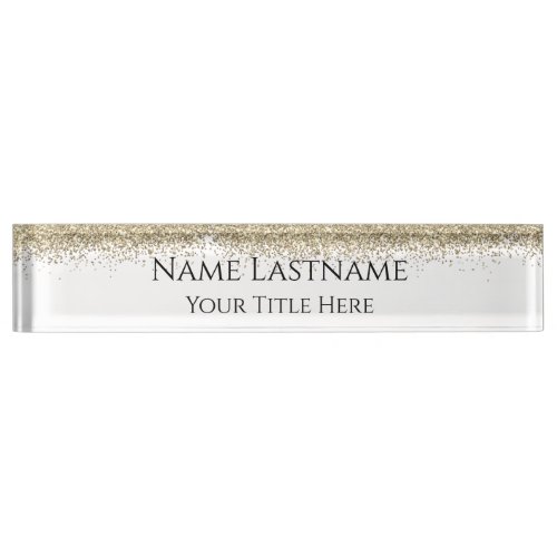 Lashes Makeup Artist Event Planner Glitter Gold Desk Name Plate
