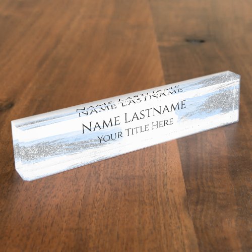 Lashes Makeup Artist Event Planner Glitter Silver Desk Name Plate