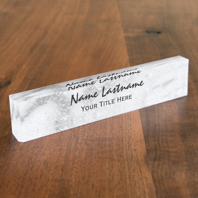 Lashes Makeup Artist Event Planner Marble Gray Desk Name Plate (Side)