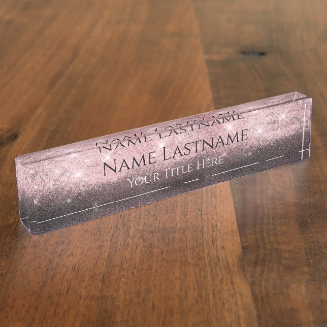 Lashes Makeup Artist Event Planner Pink Black Desk Name Plate (Side)