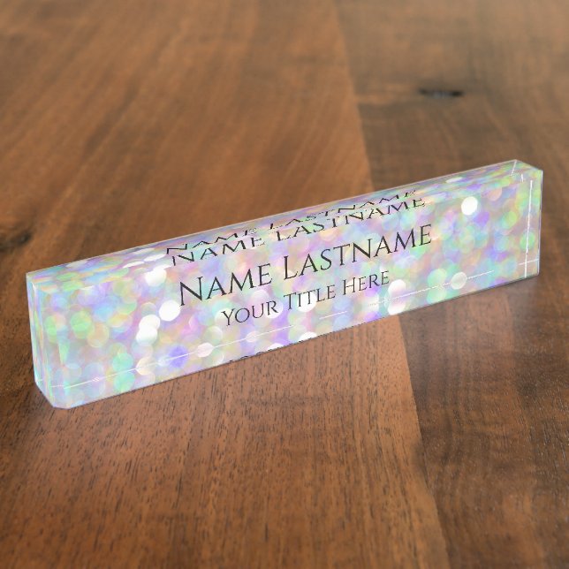 Lashes Makeup Artist Event Planner Pink Holograph Desk Name Plate (Side)
