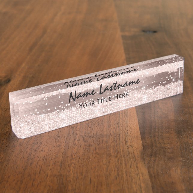 Lashes Makeup Artist Event Planner Spark Rose Desk Name Plate (Side)