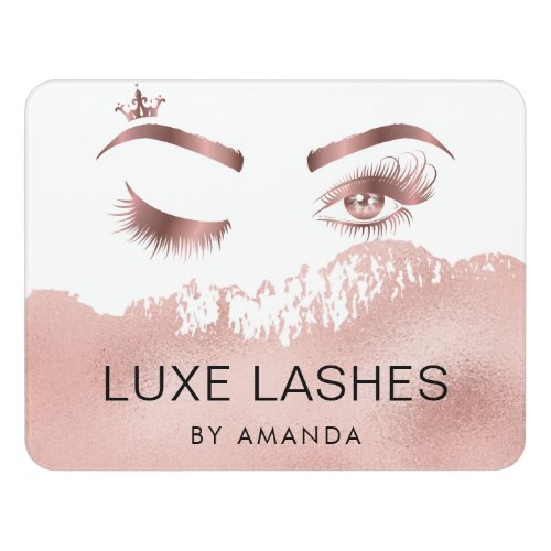 Lashes Makeup artist Eyebrows Glitter Rose Gold Do Door Sign
