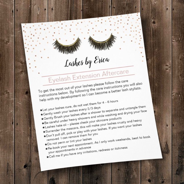 Lashes Makeup Artist Eyelash Aftercare Instruction Flyer (Creator Uploaded)