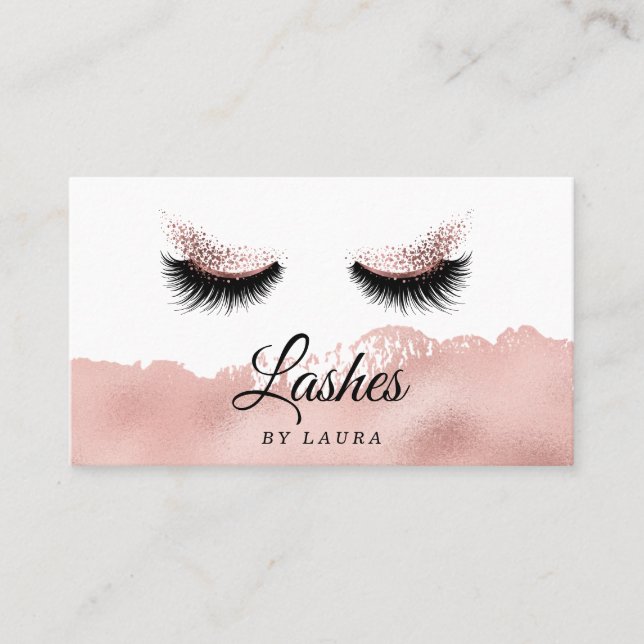 Lashes Makeup Artist Faux rose gold foil Business Card (Front)