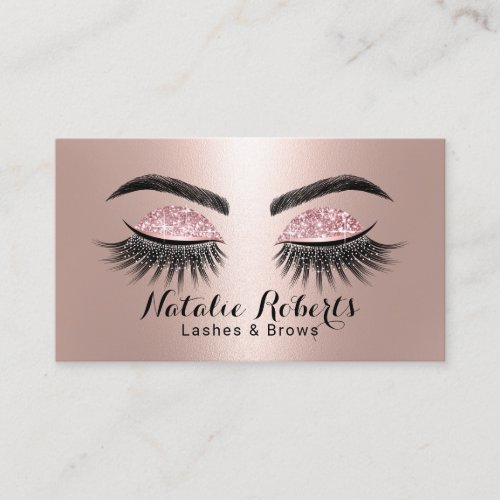 Lashes Makeup Artist Glam Rose Gold Eyelash Business Card