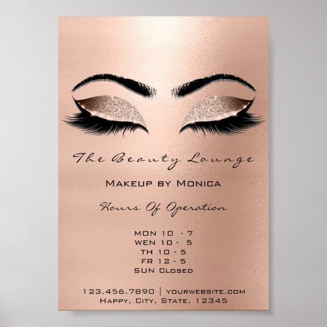 Lashes Makeup Artist Glitter Beauty Browns Waxing Poster (Front)